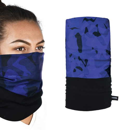 Oxford Snug Havoc Camo Blue Thermal Neck Tube Warmer Snood  Motorcycle Winter Layer Base Warmth Cold Face Head Scooter Moped Rider Biker Thermal Head Wear