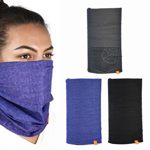 Oxford Comfy Jeans Denim Style Blue Black Grey Neck Tube Warmer Snood 3 Multi Pack  Motorcycle Winter Layer Base Warmth Cold Face Head Scooter Moped Rider Biker Thermal Head Wear Wind Chill