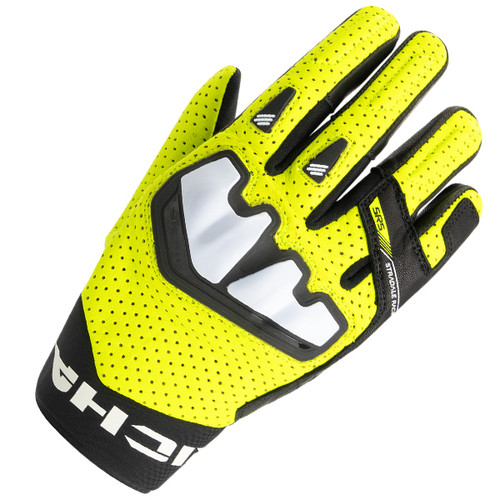 Richa Stradale AP-X leather motorcycle gloves featuring perforated leather construction, TPU knuckle protection, D3O palm sliders, touchscreen-compatible fingertips and adjustable wrist closure for summer riding comfort and protection.