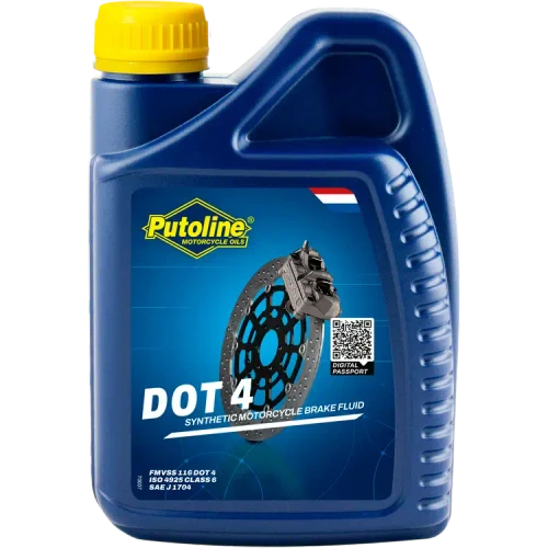 DOT 4 synthetic motorcycle brake fluid formulated for high-performance braking systems, providing reliable hydraulic performance and compatibility with DOT 3 and DOT 5.1 brake fluids where specified.