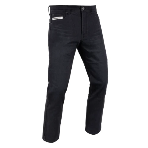 Oxford Original Approved Marshal AAA Straight Men's Motorcycle Jeans in Black Wash, featuring a classic straight-leg fit with a casual denim appearance. Constructed from single-layer ARMOURLITE® stretch denim with CE AAA certification, DYNAMIC 2.0 Level 2 knee and hip protectors, adjustable knee armour pockets, and breathable COOLMAX® technology for all-day riding comfort.