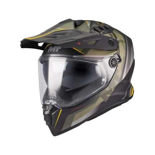 MT Track SV Questor adventure motorcycle helmet in Matt Black, featuring a durable HIRP (High Impact Resistant Polymer) shell with an aerodynamic peak, integrated retractable sun visor, Pinlock® MaxVision-ready clear visor, advanced ventilation system, removable and washable comfort lining, Bluetooth intercom compatibility, micrometric buckle fastening, and ECE 22.06 safety certification for on-road and adventure riding