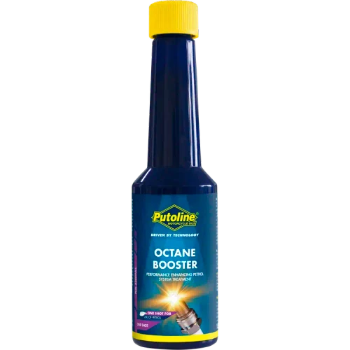 Putoline Octane Booster 150ml motorcycle fuel additive, designed to increase fuel octane rating, improve combustion and help enhance engine performance while reducing knocking and pinking.