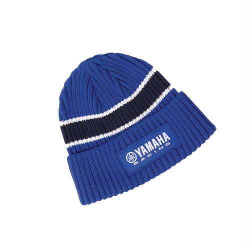 Official Yamaha Paddock Blue Ribbed Beanie Hat Adult B24-FH316-E0-00