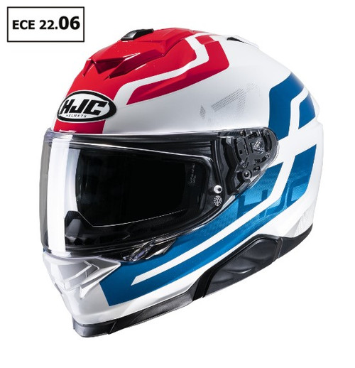 HJC i71 Enta MC21SF White Red Blue Gloss Full Face Motorcycle Motorbike Scooter Moped Helmet ECE 22.06