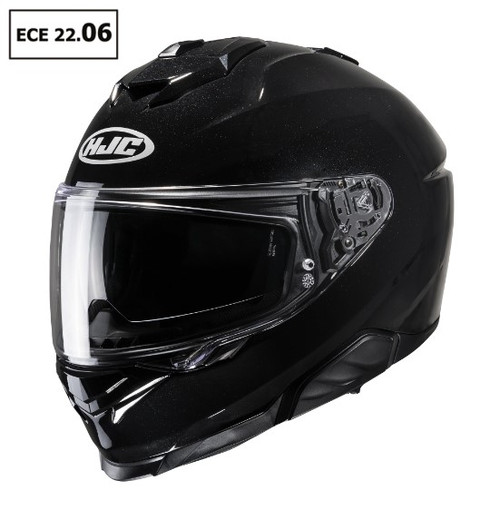 HJC i71 Black Plain Gloss Full Face Motorcycle Motorbike Scooter Moped Helmet ECE 22.06