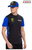 Black and blue Monster Unisex T-Shirt featuring printed Yamaha Racing and Monster logos, contrasting blue sleeves, side panel graphics and a ribbed crew neck collar.
