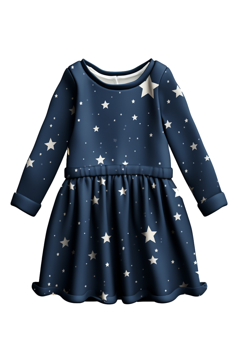 Girls' Long Sleeve Star Print Tulle Dress White Stars