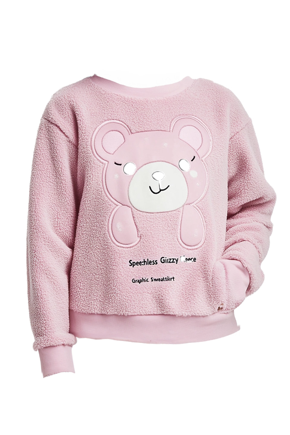 Speechless Girls' Fuzzy Fleece Teddy Bear Graphic Sweatshirt