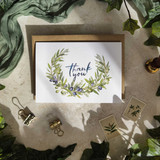 Olive floral Folded Thank You Cards & Envelopes