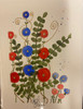One-of-a-kind hand-painted notecard with envelope -red & blue round flowers