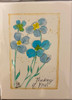 One-of-a-kind hand-painted notecard with envelope - Blue flowers "Thinking of You!"