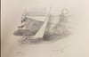 Lighthouse with Sailboat  sketch by Joseph Matose - 11"x 17"