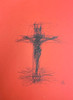 Crucifix on dark pink sketch by Joseph Matose 8"x 11"