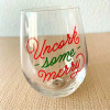 Hallmark Christmas wine glass, Uncork Some Merry, stemless