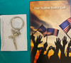 Set of 2 - Silvertone Crucifix Keychain with 'One Nation Under God' 32-page Prayer Book