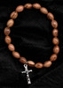 Olive wood bracelet with dangling crucifix (made by Christians in the Holy Land)