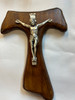 Hand Crafted Rustic Wooden Tau Wall Crucifix with a pewter corpus 7x5 1/2