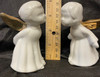 Set of 2 Vintage Ceramic Kissing Angels - 3.5" Golden wings 