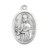 1" Oval Antiqued Silver Oxidized Saint Barbara Medal