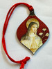 St. Clare Small Red Pendant Shape Wood Ornament