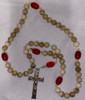 Red Our Father Beads Dark Ivory Hail Mary Bead Cord Rosary