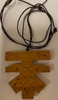 Handcrafted Cherry Wood Crossed Arms Tau Cross Franciscan Crest with Embellishments on 36" knotted cord - Straight Top 