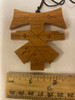 Handcrafted Cherry Wood Crossed Arms Tau Cross Franciscan Crest with Embellishments on 36" knotted cord - Curved Top