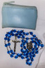 Inexpensive Blue Plastic Bead Rosary with Vintage Case