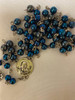 Beautiful Vintage Blue Medal Bead Padre Pio Rosary with Sequin Case