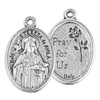 1" Saint Teresa of Avila Oval Antiqued Silver Oxidized Medal