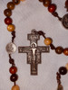 St. Francis Rosary with San Damiano Cross - Rosewood Beads with lovely scent - includes gift bag