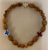 Olive Wood Bead  Stretch Bracelet with 3 Crosses from Holy Land Olive Wood Bead  Stretch Bracelet with 3 Crosses from Holy Land