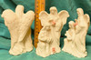 Vintage Autom Figurine - White Bisque Ceramic Angel With Virgin & Child with Pink Rose
