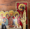Unique Find!  Vintage Last Supper Wall Plaque - Colorful Metal on Solid Wood