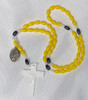 Plastic Yellow/Black Rosary with 4-way Medal