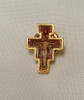 Colorful, Golden San Damiano Crucifix Lapel Pin