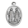 1" Oval Antiqued Silver Oxidized Saint Cosmos and Saint Damian Medal - new image