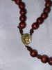 Newly Strung Rosary with Strong Brown Cord, Wood Beads and Vintage Centerpiece/Crucifix 