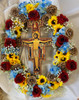 Beautiful Handcrafted Wreath with San Damiano Crucifix 27"X24" - made to order