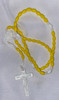 Yellow/White Bead Rosary on Strong White Cord