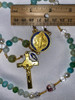 Beautiful Handmade Rosary with Velvet Case - 1" Gold-tone St. Benedict Centerpiece & Crucifix - Miraculous Medal