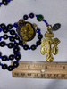 Stunning Handmade Rosary with Velvet Case - 1" Gold-tone St. Benedict Centerpiece & Pardon Crucifix - Miraculous Medal