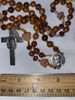 Stunning Earth Tone Handmade Rosary with Velvet Case - Silver-tone Holy Face Centerpiece & Crucifix - Miraculous Medal