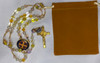 Beautiful Yellow tone  Handmade Rosary with Velvet Case - 1" Gold-tone St. Benedict Centerpiece & Crucifix - Miraculous Medal