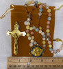 Exquisite Muted Tones Handmade Rosary with Velvet Case - 1" Gold-tone St. Benedict Centerpiece & 3" St. Benedict Crucifix - Miraculous Medal