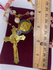 Exquisite Mauve/Pink Tones Handmade Rosary with Velvet Case - 1" Gold-tone St. Benedict Centerpiece & 3" St. Benedict Crucifix - Miraculous Medal