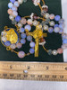 Lovely Muted Blues Handmade Rosary with Velvet Case - 1" Gold-tone St. Benedict Centerpiece & Crucifix - Miraculous Medal