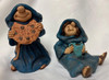 Set of 2!  Vintage Friar Folk Figurines - Eating/Drinking