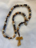 Joyful Franciscan with Olive Wood Tau Rosary - 11mm Painted Wood Beads/thick cord